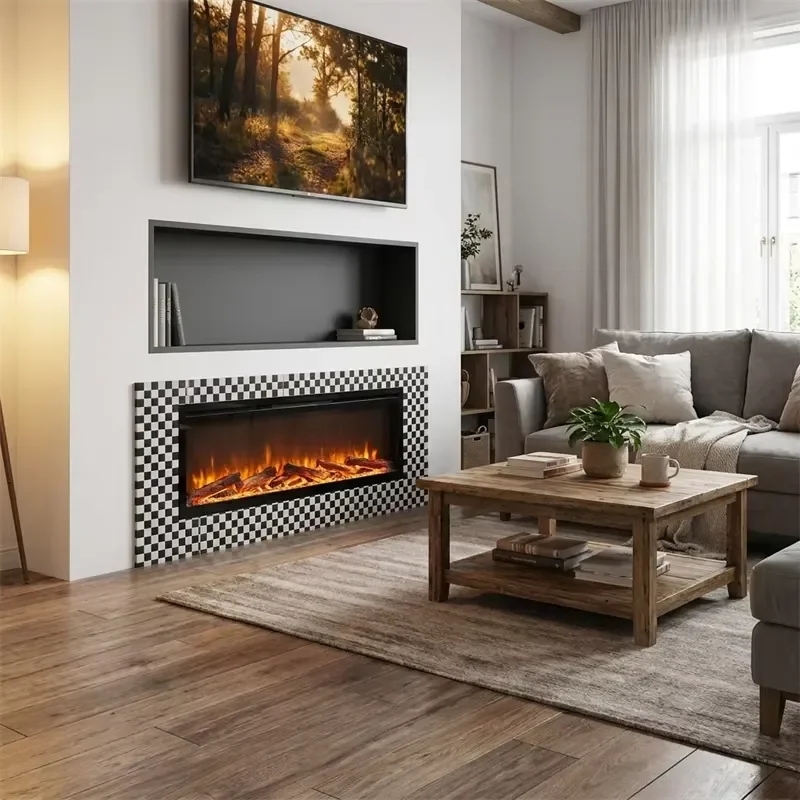 French Simulated Flame Chimeneas Built-in Artificial Fire Fireplace Decorative Cabinet Heater for Living Room Luxury Home