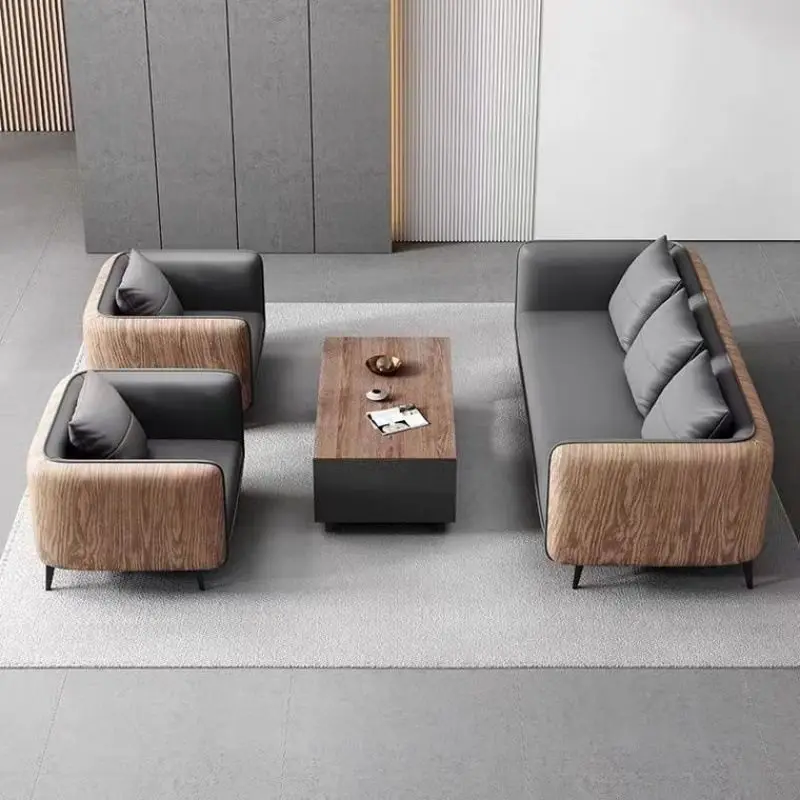 

Комплект для руководителя: диван и журнальный столик под дерево для офиса, зоны отдыха, переговорной