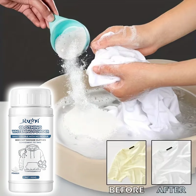 Oxygen Whitening Powder, Gentle Stain Remover for White Shirts Uniforms, Removes Yellow Sweat Stains & Odors