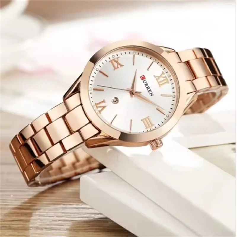 Curren 9007, популярные модные женские часы, роскошные часы, женские часы из нержавеющей стали, простые деловые наручные часы, женские часы reloj mujer
