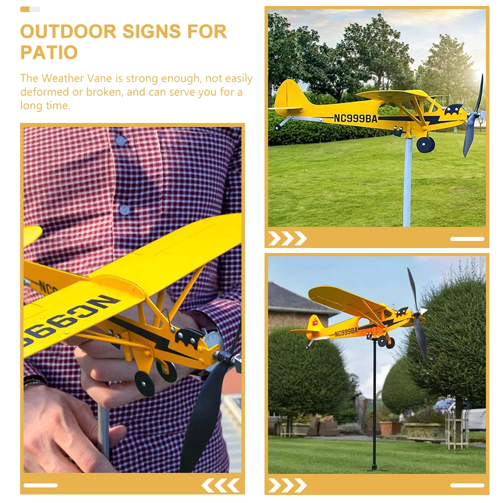 Outdoor Aircraft Weathervane Metal Windmill Courtyard Garden Terrace Lawn Roof Direction Signs for Patio Mount Decorative Vanes