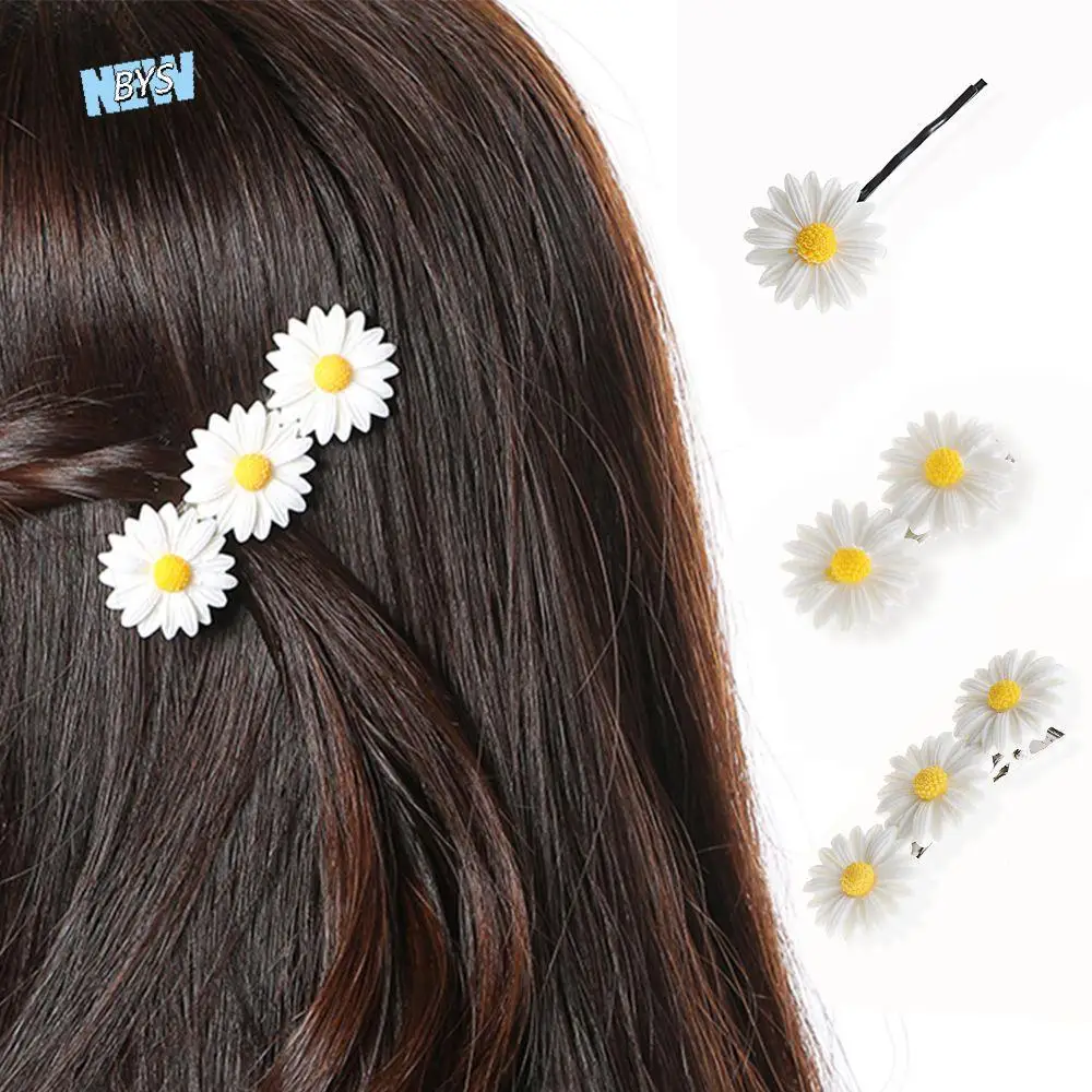 

Cute Fashion Acrylic Girls Daisy White Hair Clips Flower Clip Hairpins Barrettes