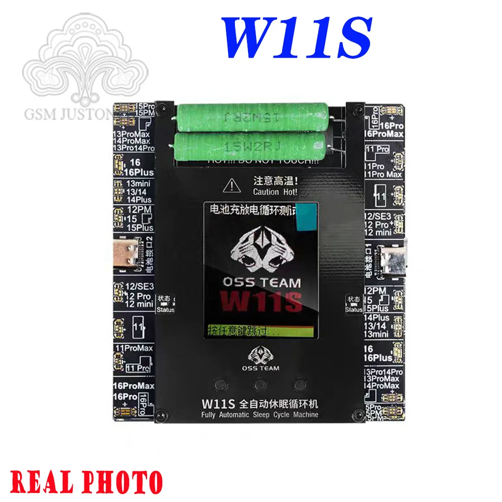 OSS W11S W10  Dual-Channel Fully Automatic Battery Cycle Tester For iPhone 11-17PM Repair Battery Cable Read-write Tester Tool
