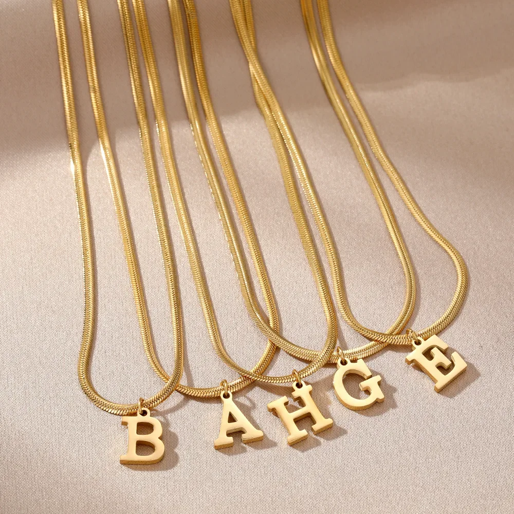 New A-Z Initial Letter Pendant Necklaces for Women Gold Color Stainless Steel Necklace High Quality Statement Jewelry Gifts