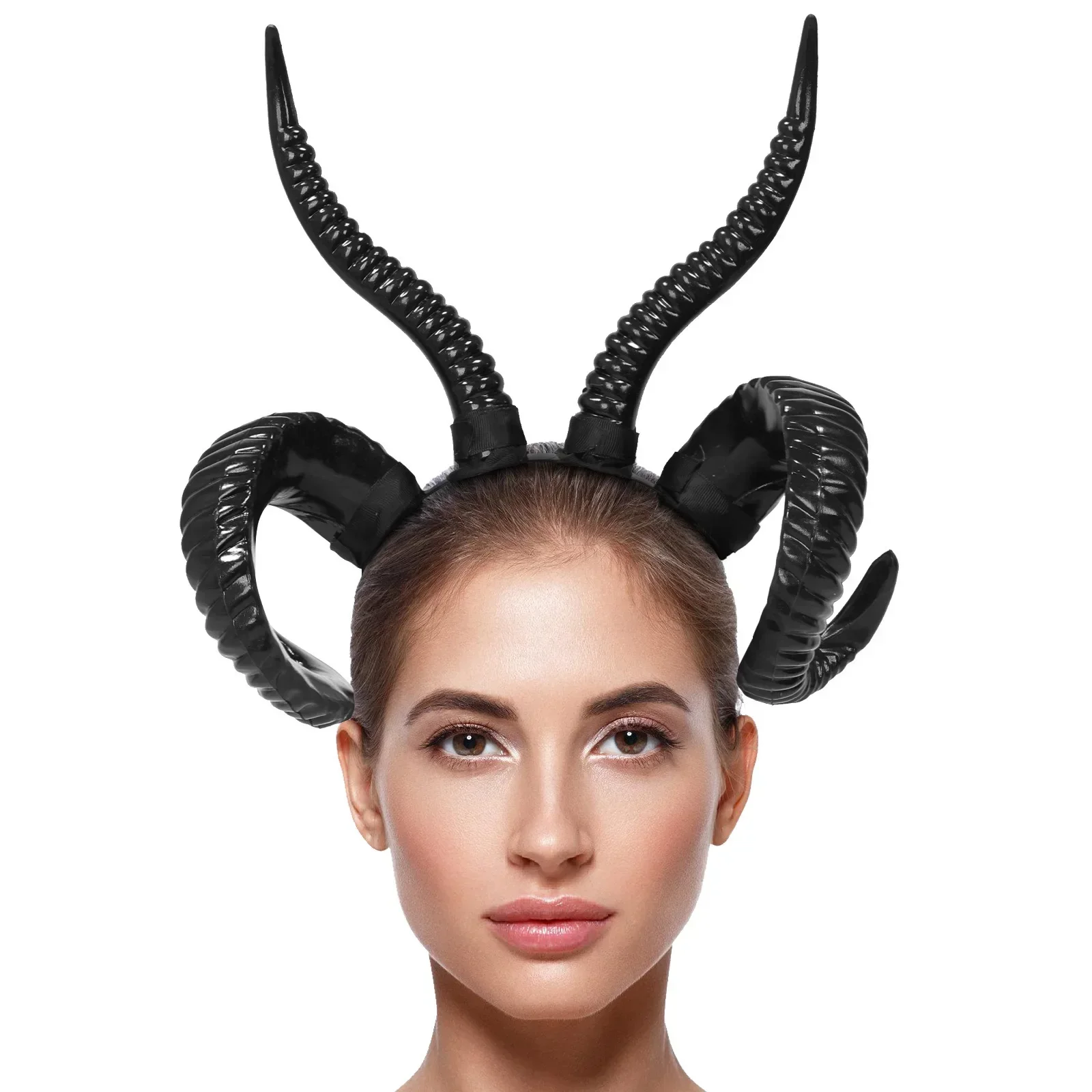 Dark Halloween Headwear Party Party Devil Horn Simulation Cosplay Props Exaggerated Big Goat Horn Headband