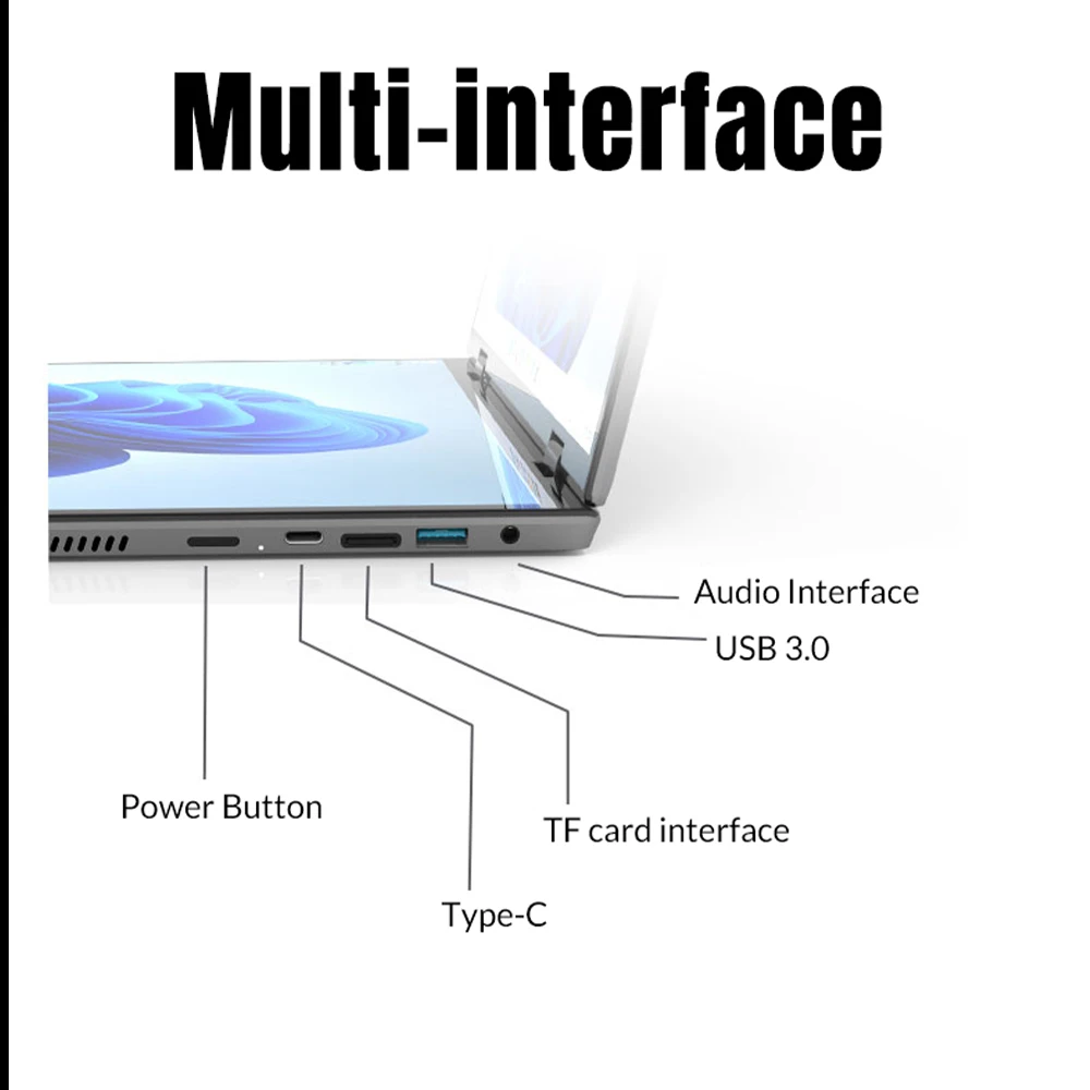 CRELANDER Mini-laptops 14 inch 2240 * 1440 dubbel touchscreen Intel-processor Opvouwbare tablet-pc Windows11 Dual Screen-laptop