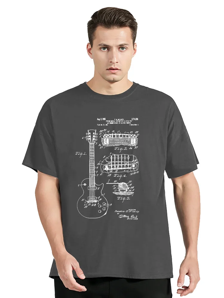 Bass Guitar Rock Music Man TShirt Guitar Gibson Les Paul Patent White Classic Individuality T-Shirt Original Streetwear Hipster