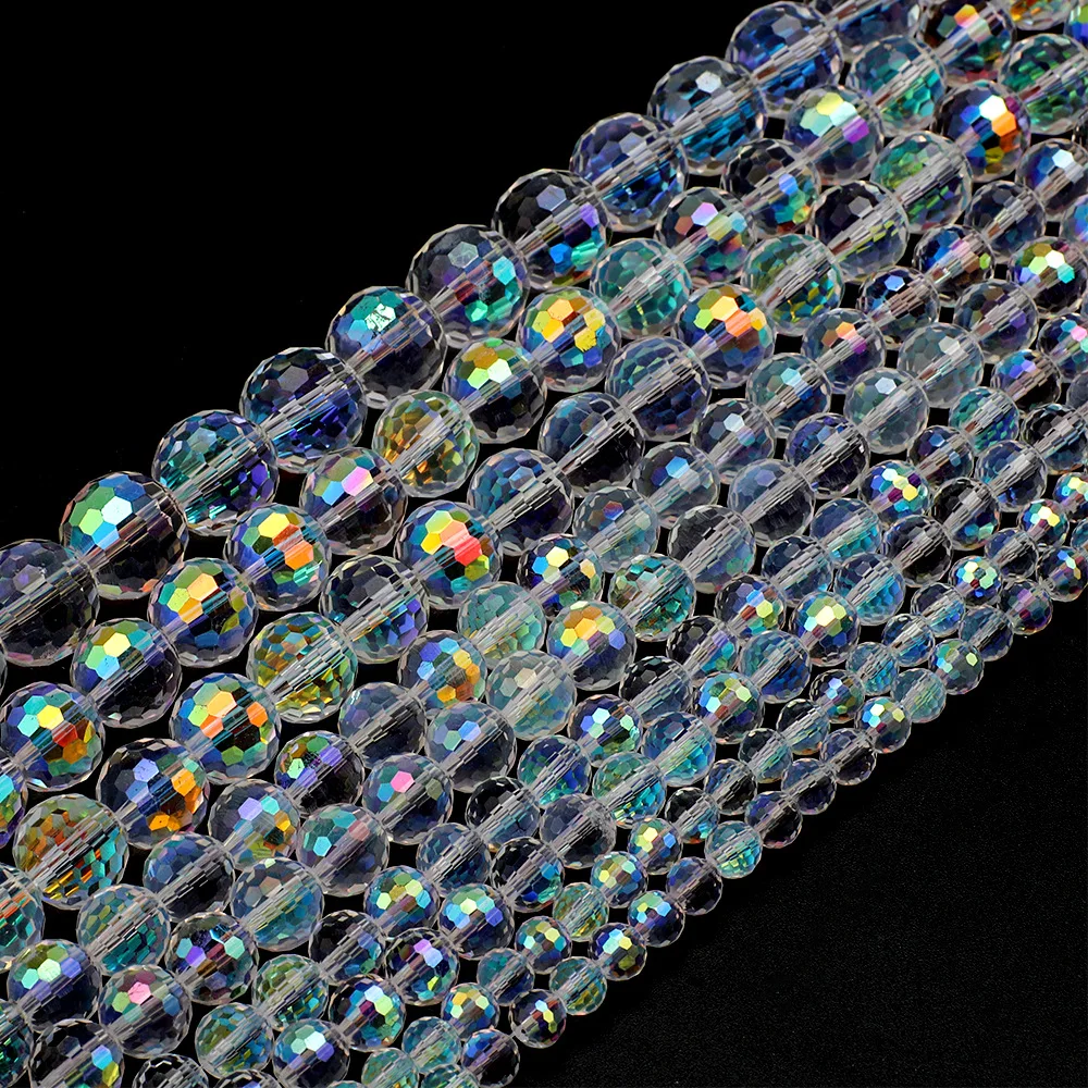 Disco Jumping Beads Aurora Rainbow AB Glass Crystal Beads Scattered Beads 96 Cut Surface Ball DIY Ornament Accessories