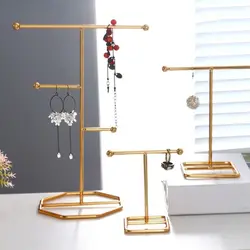 Metal Jewelry Storage Rack Earrings Pendants Necklace Display Shelf Storage Rack Desktop Decoration