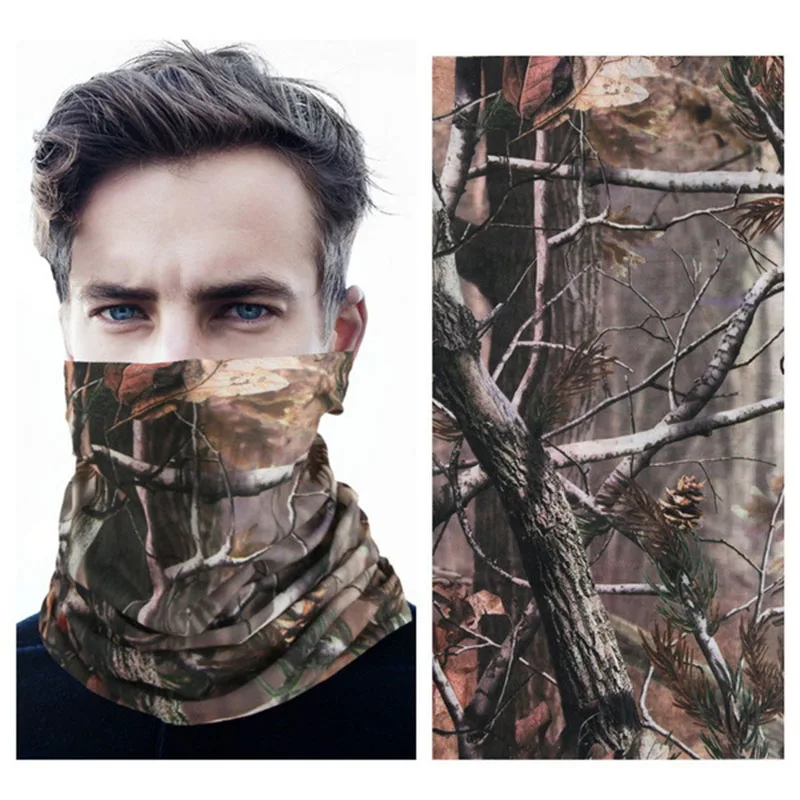 Camouflage Bandana Mask Hiking Scarf Neck Gaiter Tactical Camo Mask Snood Hunting Face Mask Seamless Bandana Headband Balaclava