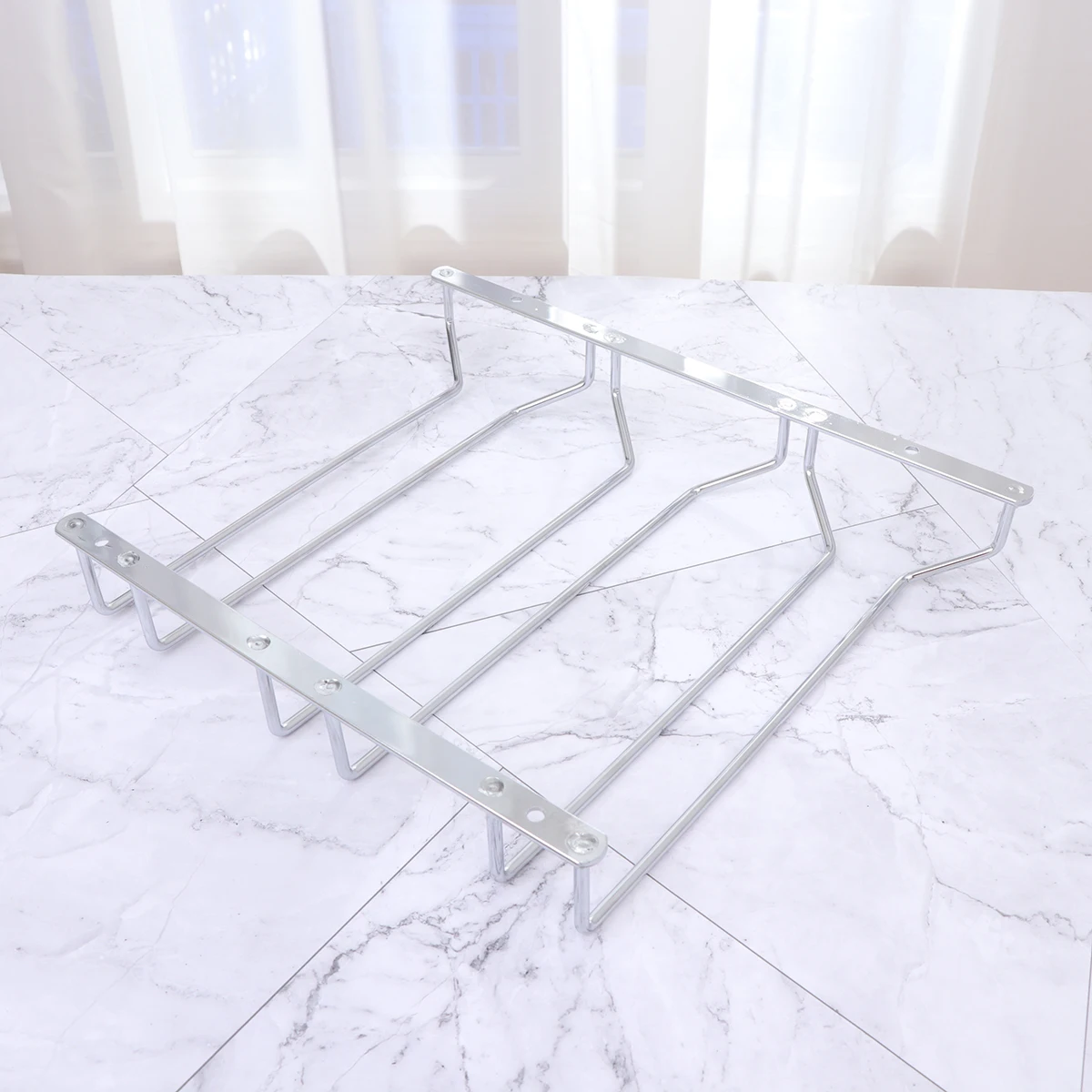 

Glass Rack Stemware Holder under Cabinet Shelf Goblet Hanger Anti Rust Easy Clean Kitchen Storage Organize Display