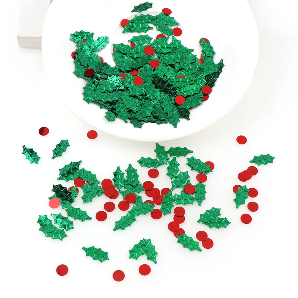 

60G Berry Green Leaf Christmas Sequins Confetti Glitter Plastic Party Supplies Decorative Accessories Home Cafe Bar Celebration