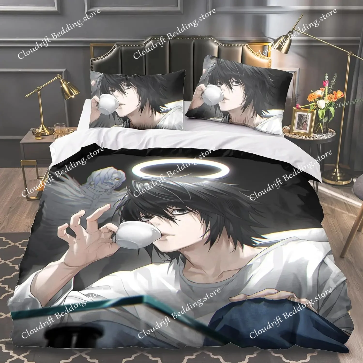 

Death Note Bedding Set, Death Note Duvet Cover Set, Microfiber Quilt Cover with Pillowcases for Kids Teens Adults