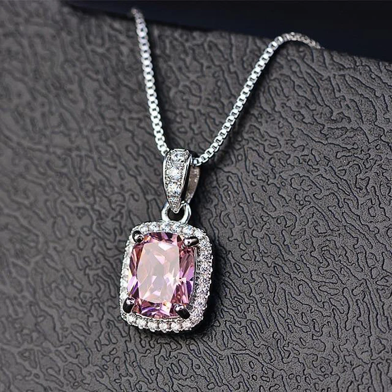 Huitan Luxus elegante Dame Zirkonia Anhänger Halskette weiß/grün/lila/rosa Farben Mode Hochzeit Ewigkeit Schmuck heiß