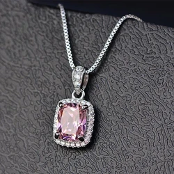 Huitan Luxury Elegant Lady's Cubic Zirconia Pendant Necklace White/Green/Purple/Pink Colors Fashion Wedding Eternity Jewelry Hot