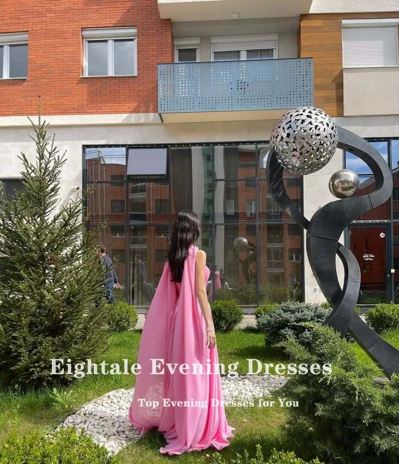 فستان سهرة عربي Eightale شيفون على شكل حرف a بدون حمالات ثنيات رسن مخصصة للحفلات الراقصة ثوب زفاف فستان التخرج