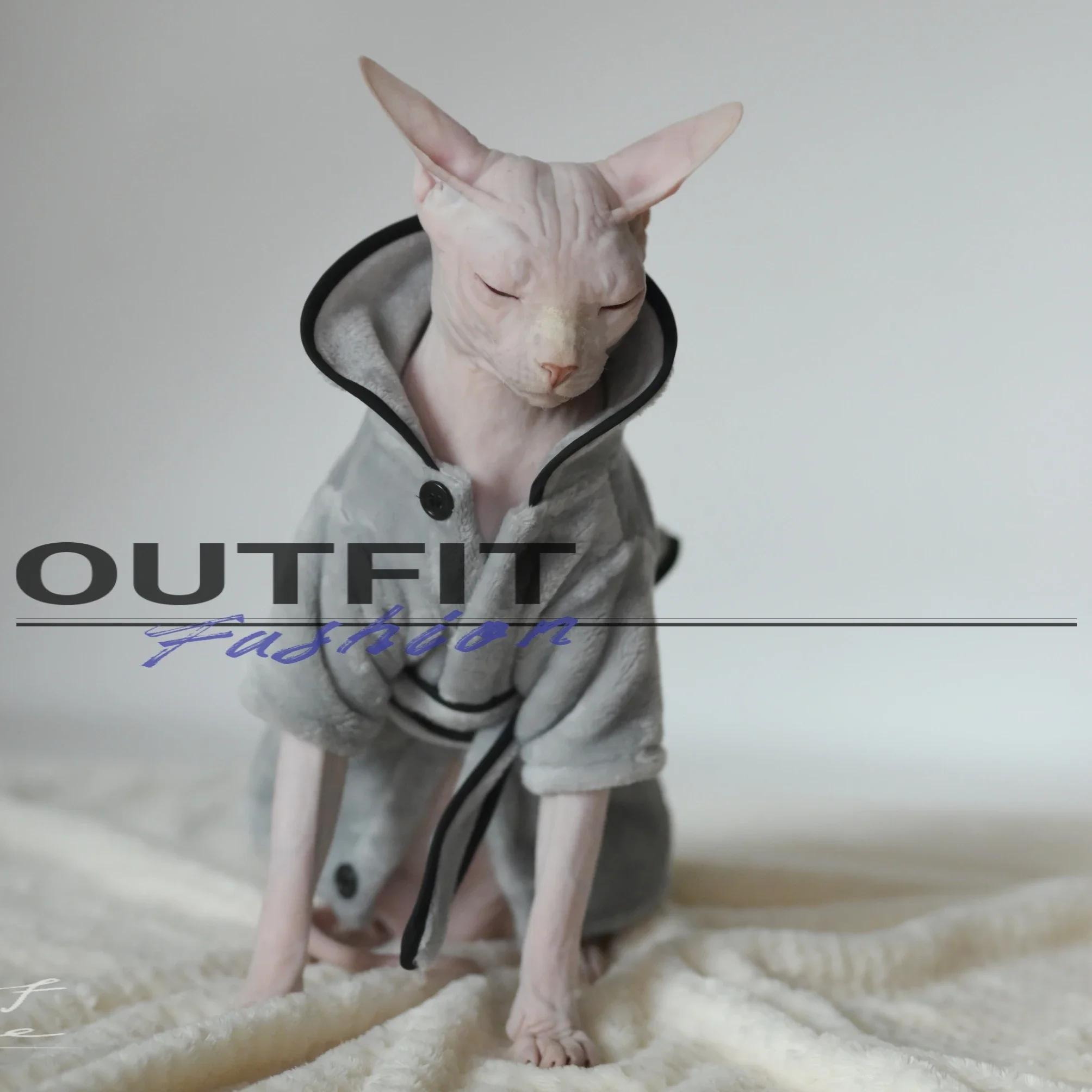 

Thickened Autumn and Winter Soft Pajamas for Hairless Cats Sphynx Cat,Devon Rex,Small Cats and Dogs