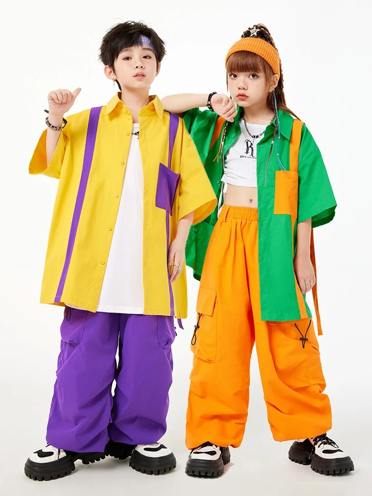 Mode lose Hemd Mantel Mädchen Kleidung Hip Hop Kinder Tanz Kostüm Jungen Street Dance Performance Laufsteg Bühne Kostüm bl6500