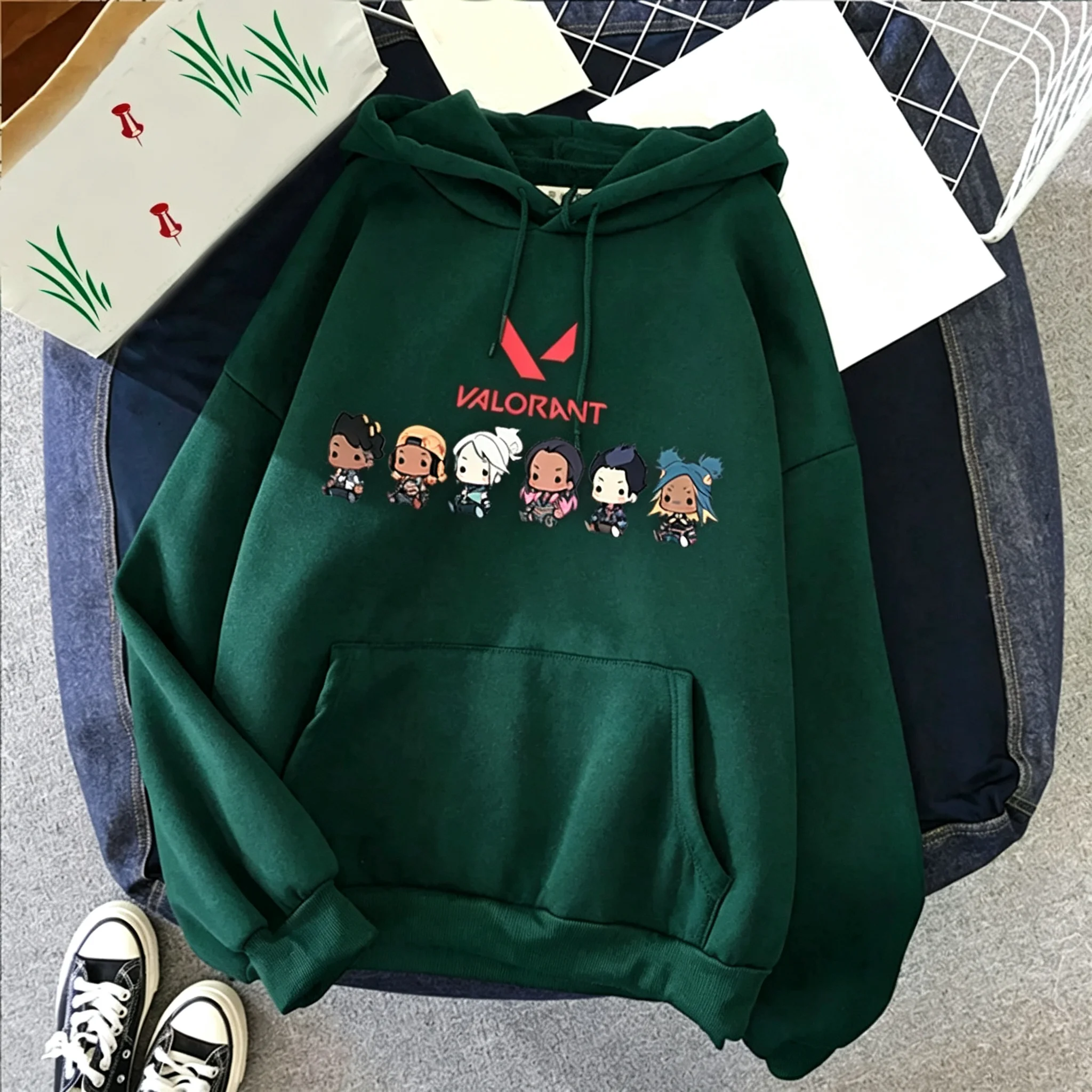 Valorant Anime 2D-Druck Herren Baumwoll-Hoodie Lässiger Oversize-Pullover Beliebter Streetwear-Mode-Sweatshirt Trendige Herrenbekleidung – Detail 9