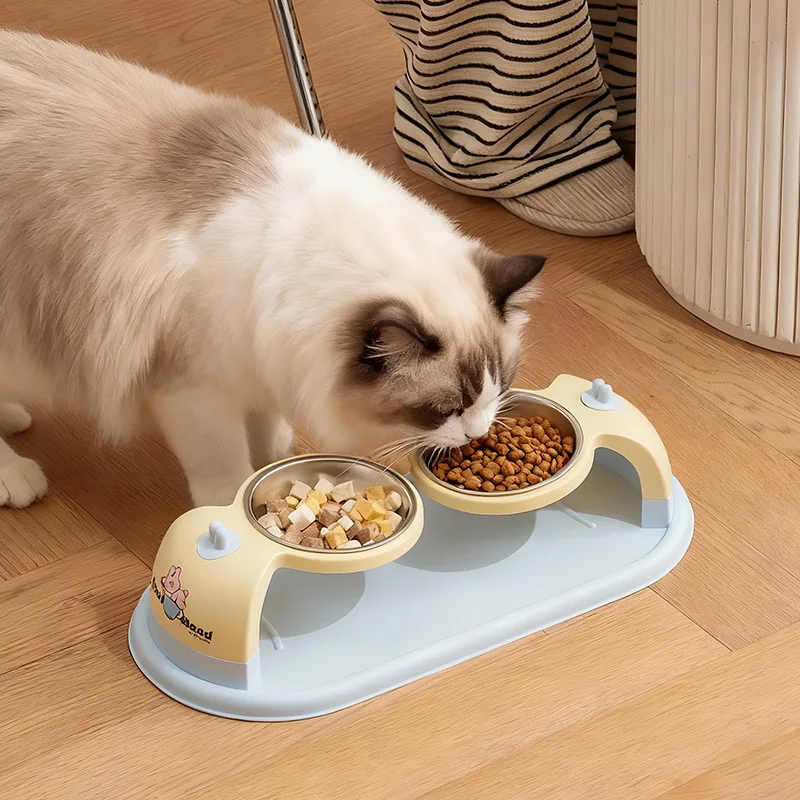 

Cat Bowl Stainless Steel Bowl Elevated Dog Cat Bowl On Stand Feeder Cat Accessories Feeding And Watering Providers Pet Feeder
