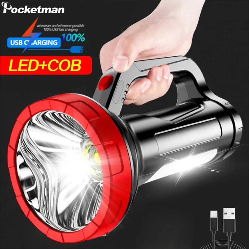 

Super Bright 4 Core P700 LED Flashlight 4 Modes USB Rechargeable Work Light Searchlight Built-in Battery Powered Torch Lantern