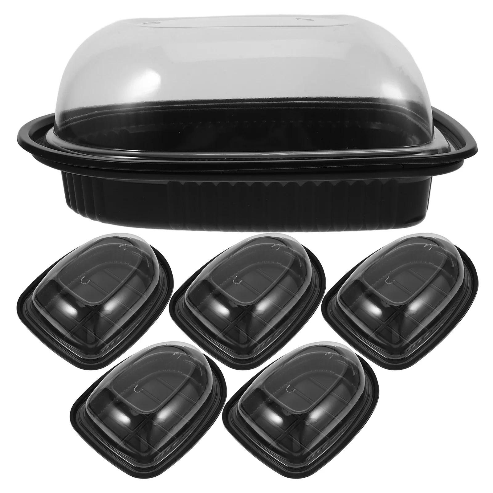 

6pcs Disposable Plastic Food Box With Clear Lid Sealed Take-Out Container For Restaurant Carryout Sandwich Baking Storage