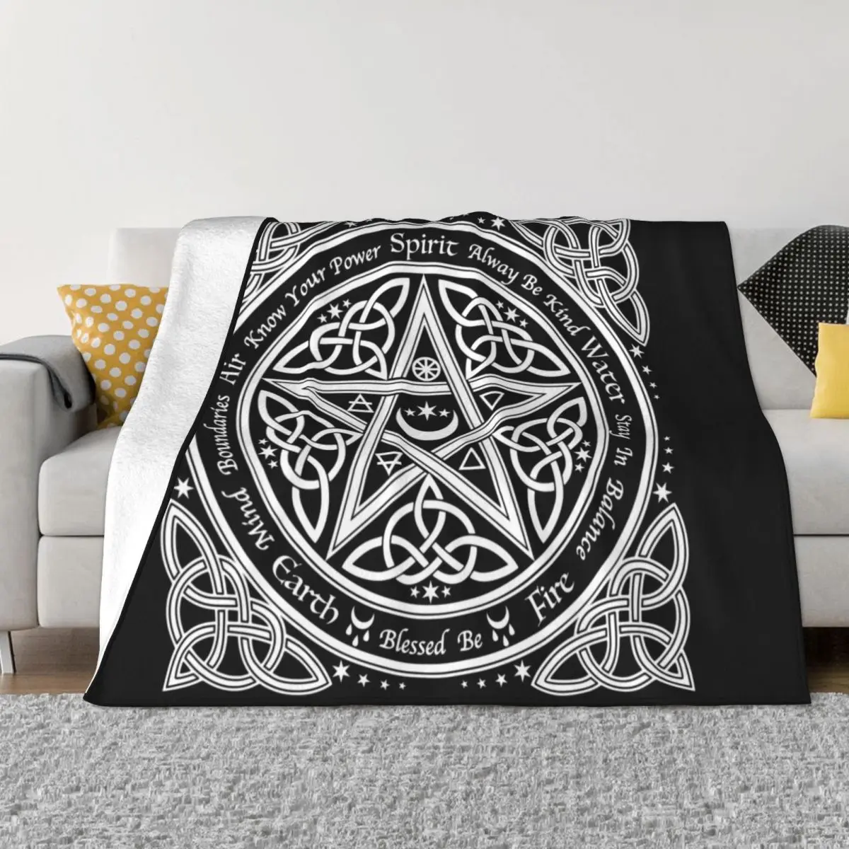 Pentagram Symbol Throw Blanket Shaggy Blanket Soft Plaid