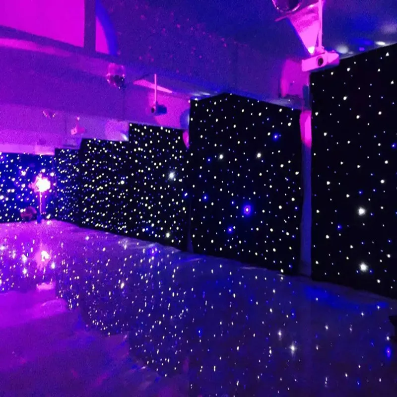 Top Quality Party Backdrop Blue&White LED Star Cloth Starry Sky Curtain DMX512 Control For Stage Pub DJ Wedding Event Shown