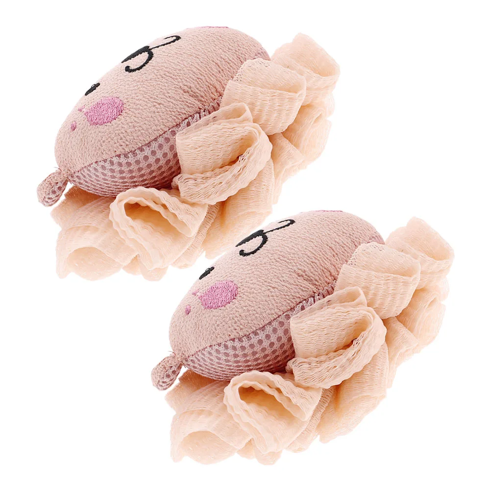 

2 Pcs Cute Loofah Sponge for Bathing Sponges Pouf Body Scrubber Exfoliator Shower Women Cartoon