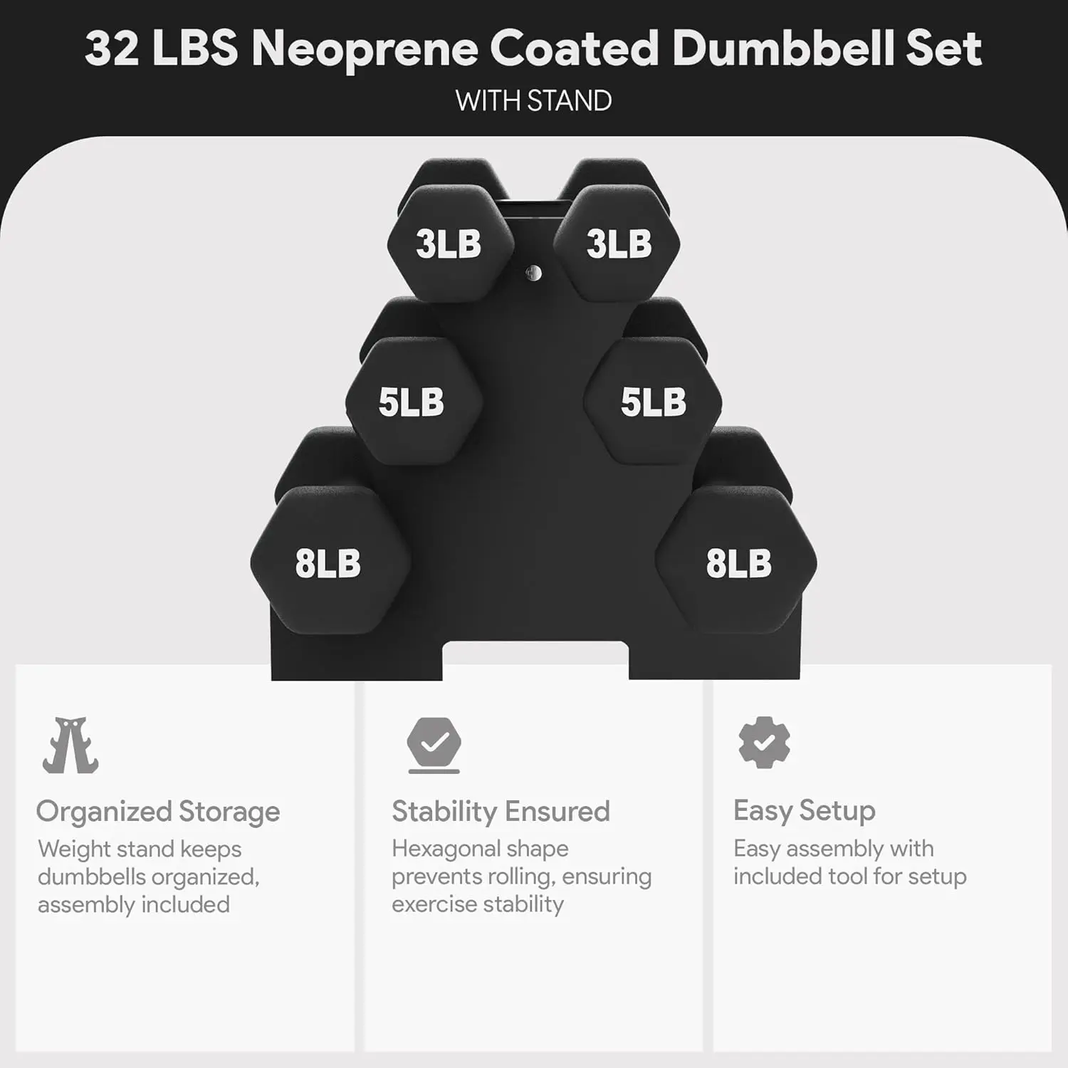 Hex Dumbbell Set with Stand 4