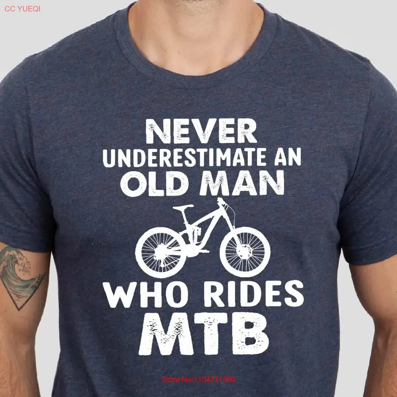 Never Understimate an Old Man Who Ride MTB T Shirt Bike Lover Cyclist vintage Washed homme Slightly Soft Breathable Comfortable