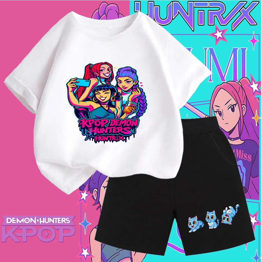 مجموعة تي شيرت برسومات Kpop Demon Hunters Huntrix "I AM OK" للأطفال، نمط ملابس الشارع K - تي شيرت مستوحى من البوب للأطفال