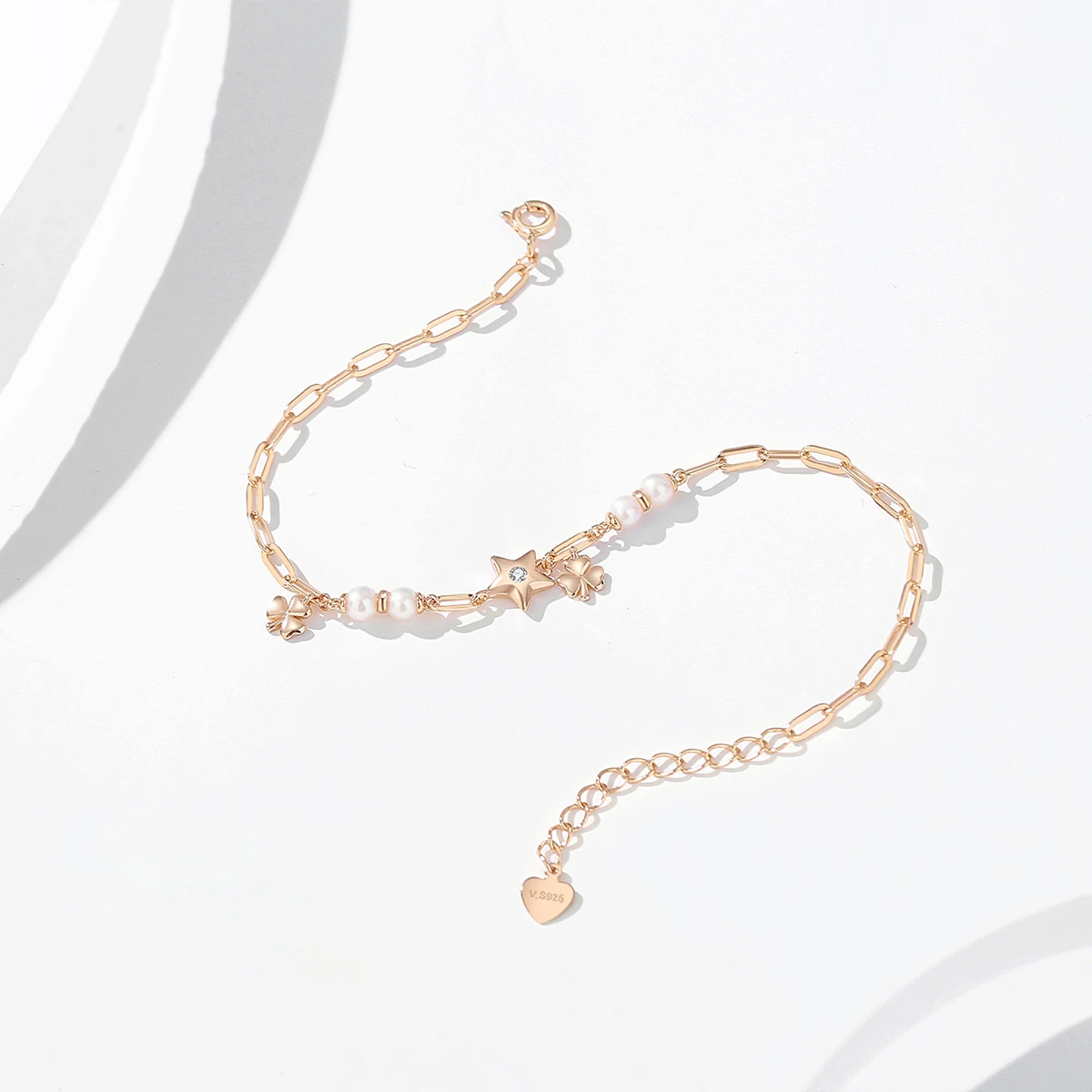 فانا جديد وصول بالجملة ستار البرسيم اللؤلؤ النساء مجوهرات 925 فضة غرامة مجوهرات أساور أساور سوار امرأة #3