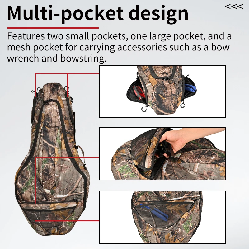 Camouflage T-Shaped Compound Bow Case Canvas Wear-Resistant Dual Zipper Adjustable Shoulder Carry for Archery Hunting