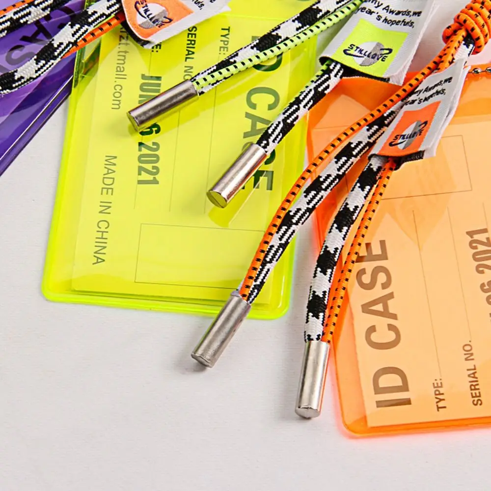 

Fluorescent Color Card Holder Lanyard PVC Material Metal Keyring ID Card Strap Bag Charm Transparent Credential Holder