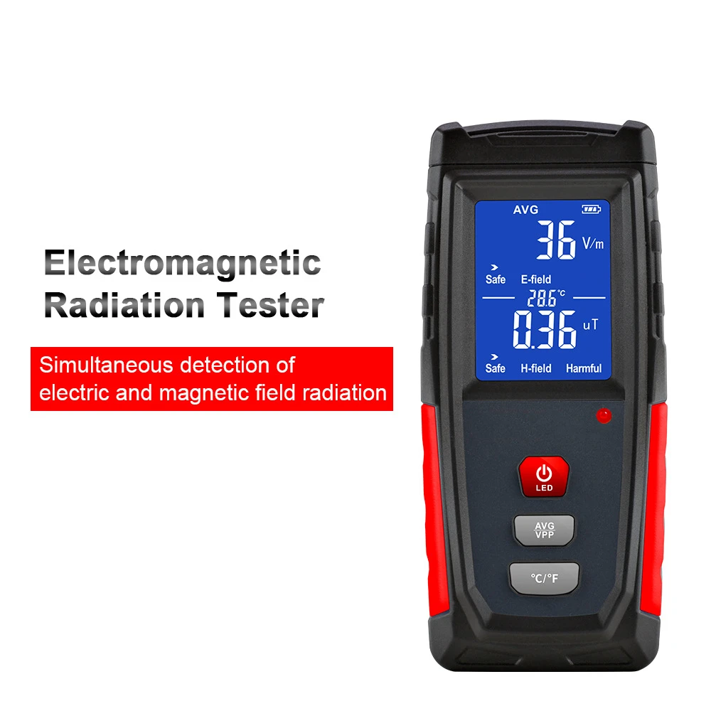 

Electromagnetic radiation tester simultaneous detection of electric and magnetic feld radiation LCD Radiation assessment