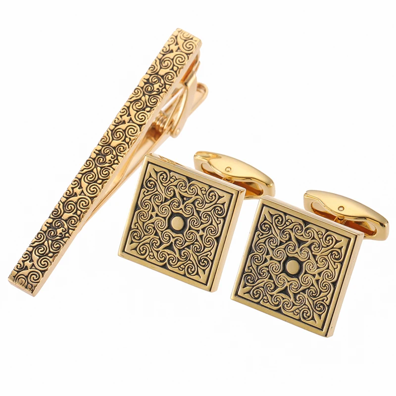 Classic men\'s French shirt cufflinks tie clip lucky clover plum blossom rose cuffs button clip business suit accessories jewelry