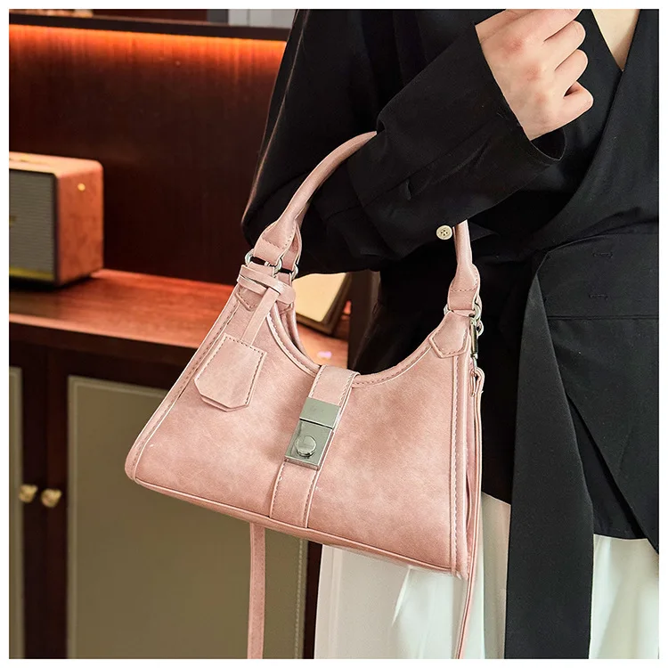 

2025 Vintage Minimalist Lock Shoulder Bag – Elegant Crossbody Purse for Women Office Commute