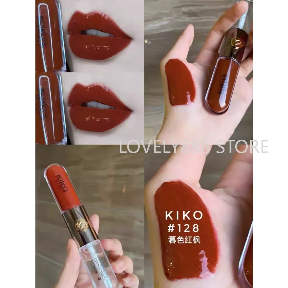 KIKO Double Head Make Up Lip Oil Lip Glaze Lipstick Mirror Gloss Top Coat Long-Lasting Transparent Lip Color Makeup Cosmetics