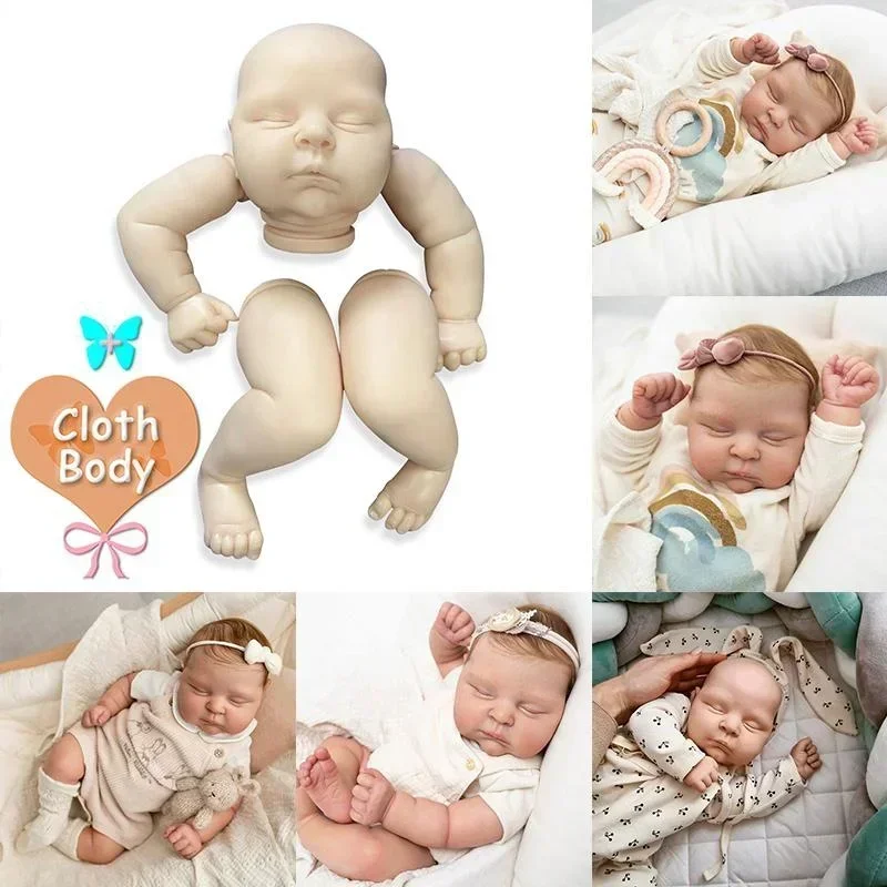 21inch unpainted Reborn Doll Parts Peaches Cute Baby 3D Painting with Visible Veins Cloth Body Included