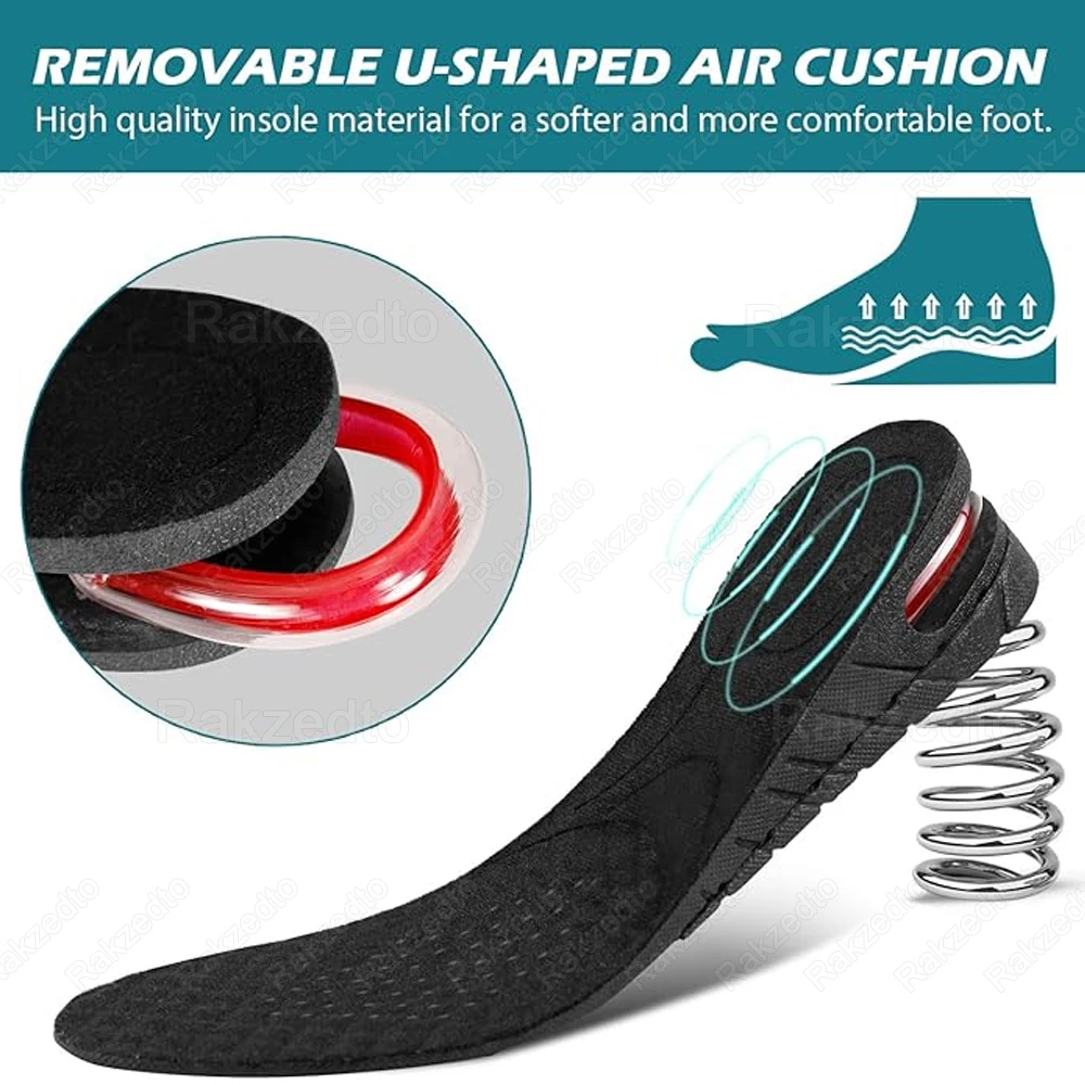 Height Increase Insoles with Air Cushion Shock Absorption Heel Lift Inserts for Man Woman Elevator Shoes Lift Pads Hidden Inside