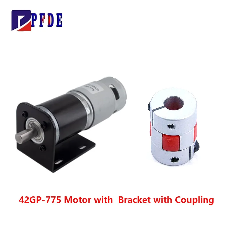 for Wire Stripping Machine 42GP-775 High Speed DC Motor 24V 120rpm with Plum Blossom Coupling, inner 10 to 10mm with Bracket