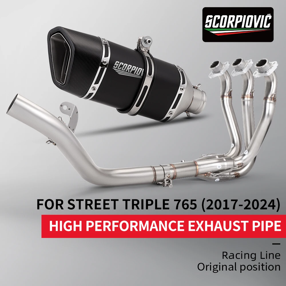 Motorcycle front tube Exhaust Pipe For Street Triple 765 765RS 765R 765R Complete exhaust system