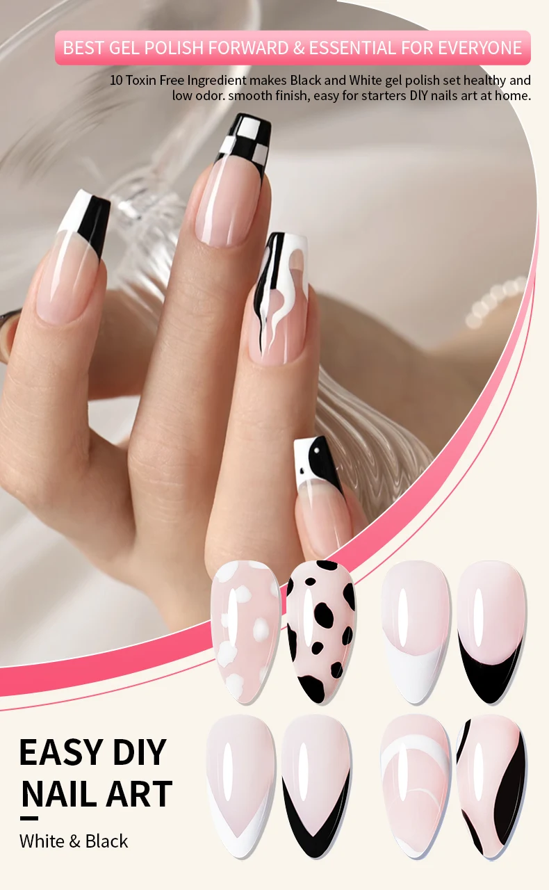 R ​ S NAIL Semi-solid Painting Gel Nagellack Schwarz Weiß Farben 3D Blume Zeichnung Gel Soak Off LED UV Paint Liner Cure Lack – Detail 2