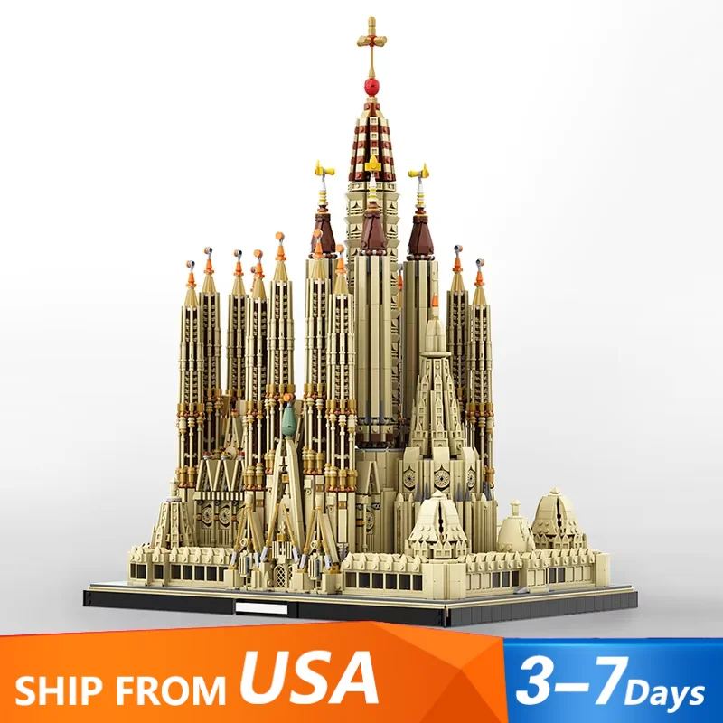 

10328PCS Medieval Barcelona Sagrada Familia Catholic Church Architecture Model Modular Buildings Blocks Creative Adults Gifts