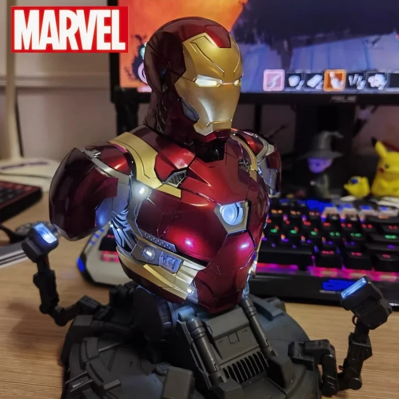 Spot Iron Man Mk46 Bust Assembly Model Handmade Ornament Collectible Gk Statue Halloween Gift Desktop Decoration Cartoon Anime