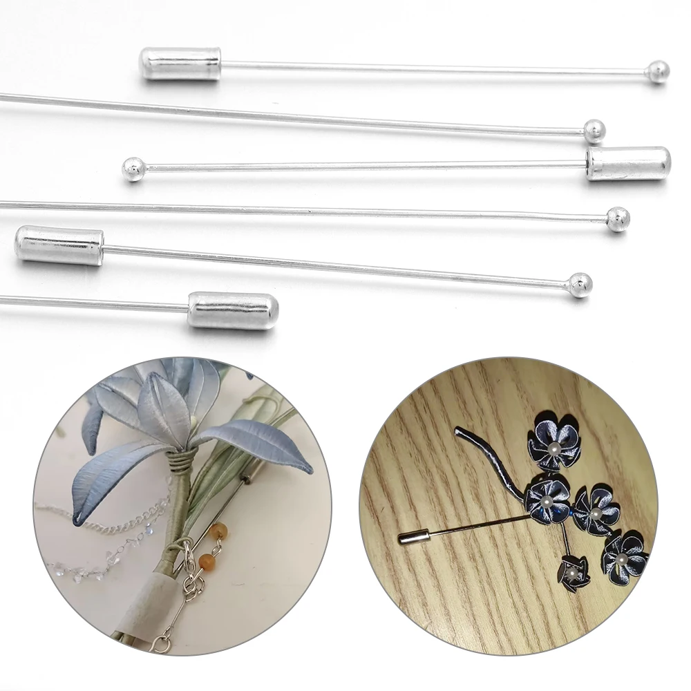 10pcs/lot 60 90mm Copper Rhodium Hat Brooch Pins Diy With Stopper Safety Pins Metal Brooch Lapel Pins For DIY Jewelry Marking view 5