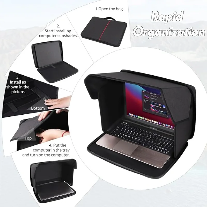 

Portable Notebook Sun Shade Privacy Screen Hood Foldable Laptop Bag Outdoor Working for Macbook Lenovo Dell Computer Sunshade