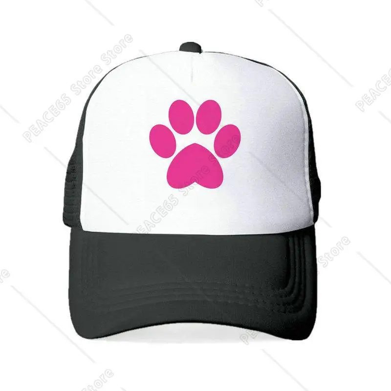 Unisex Paw Trucker Hat Home Is Where Dog Is Baseball Caps Rescue Mom Heartbeat Line Snapback Hats Hand Paw Mesh Caps YY403