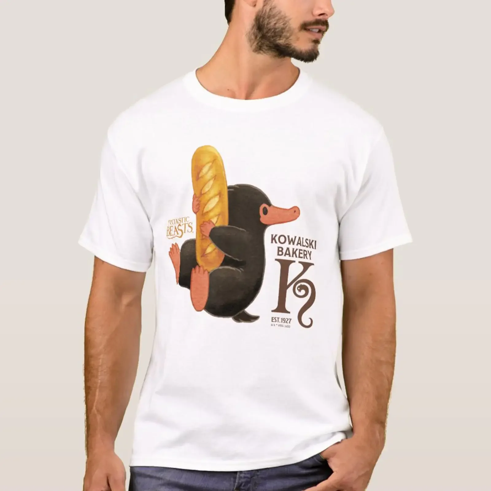 Футболка Kowalski Bakery Niffler With Bread, винтажная, с эффектом потертости, удобная, дышащая, дизайнерская одежда, слегка унисекс.